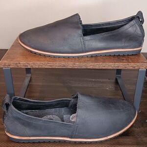 SOREL Ella Women's Black Leather Slip On Loafer Flat Shoes Size 8